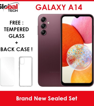 Samsung Galaxy A14 LTE / 128GB Rom + 6GB Ram (FREE : TEMPERED GLASS + BACK CASE)