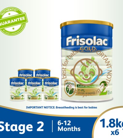 Frisolac Gold Stage 2 with 2'-FL 1.8kg - Follow-On Milk Formula Powder - For Infant / Newborn / Baby 6-12 months old (Bundle of 6) Frisolac Gold Stage 2 with 2'-FL 1.8kg - Follow-On Milk Formula Powder - For Infant / Newborn / Baby 6-12 months old (Bundle of 6)
